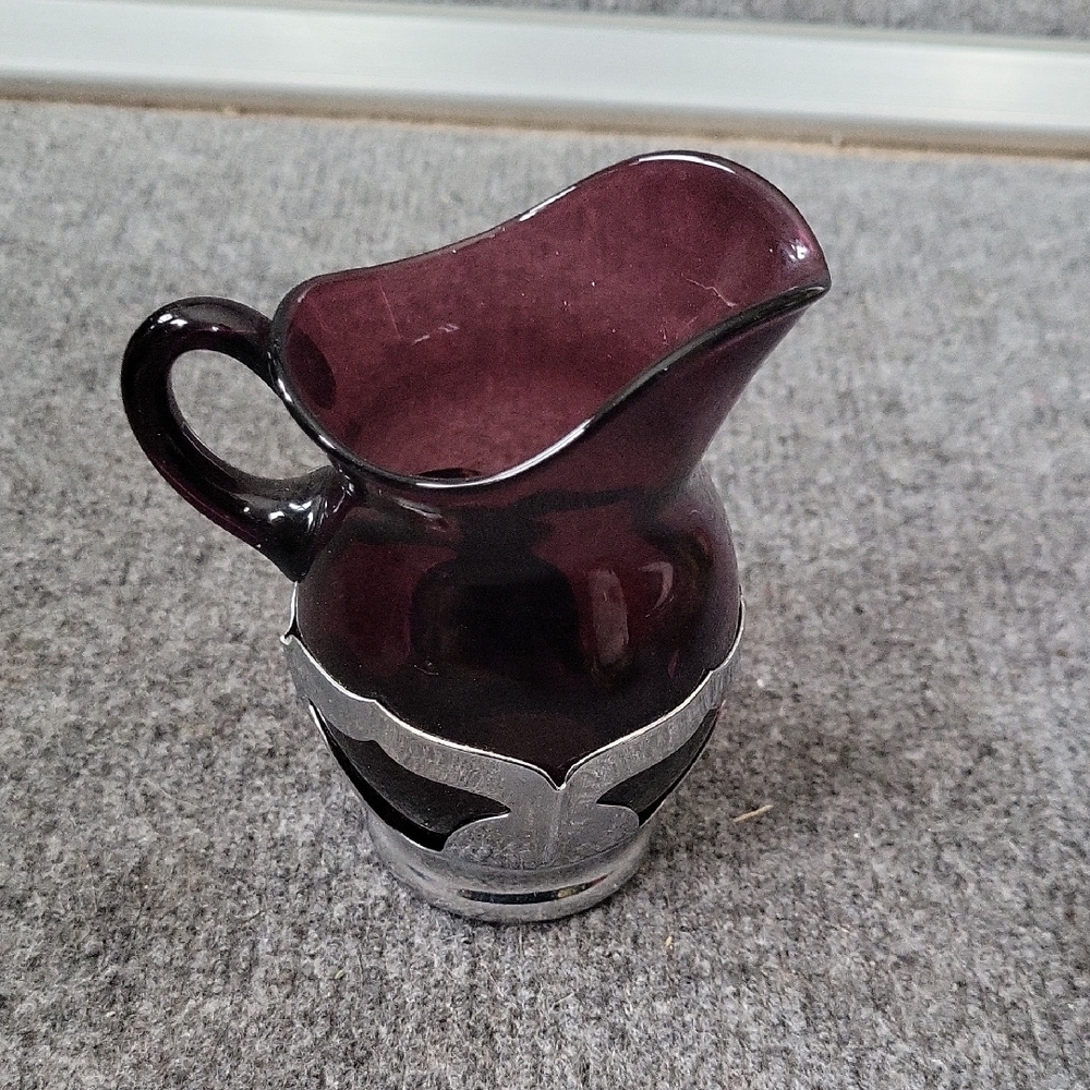 Vintage 1930's Farber bro Cambridge glass Amethyst purple glass creamer pitcher